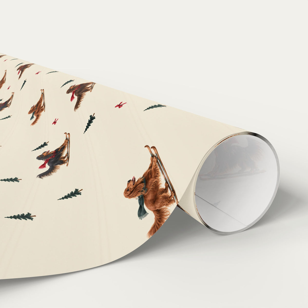 Long-Haired Dachshund Christmas Skiing Wrapping Paper
