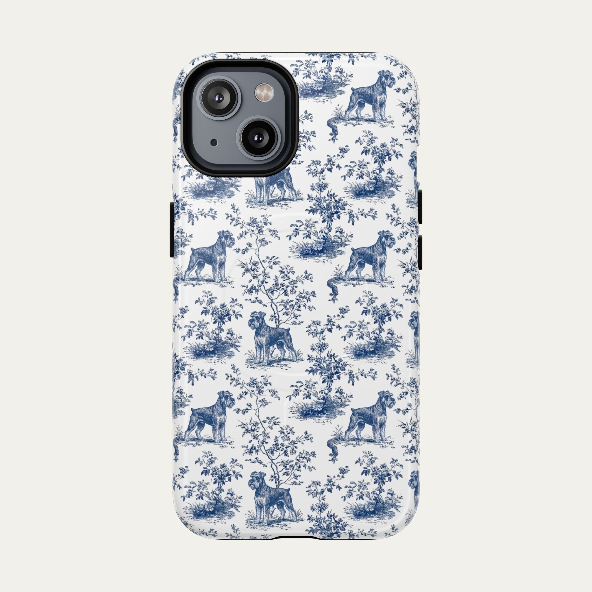 Schnauzer Blue Toile Phone case