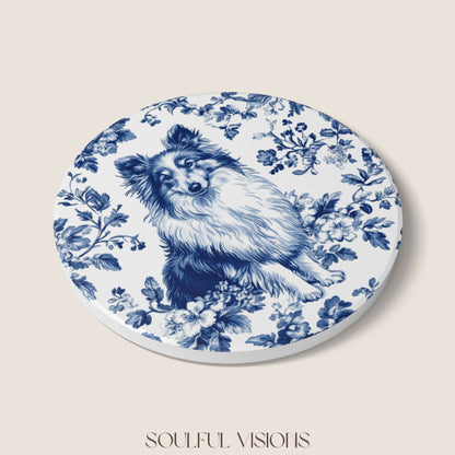 Shetland Sheepdog Ceramic Coaster French Toile