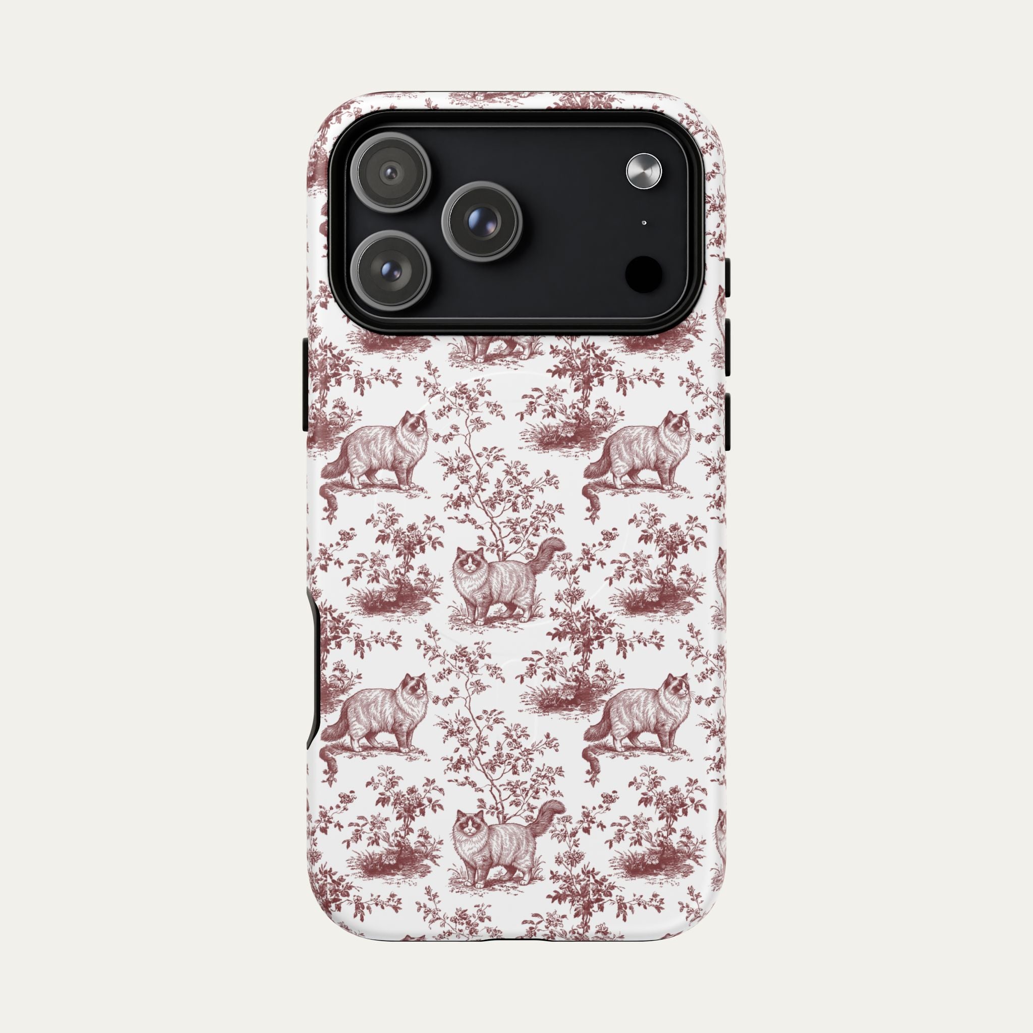 Ragdoll Cat Burgundy Toile phone Case