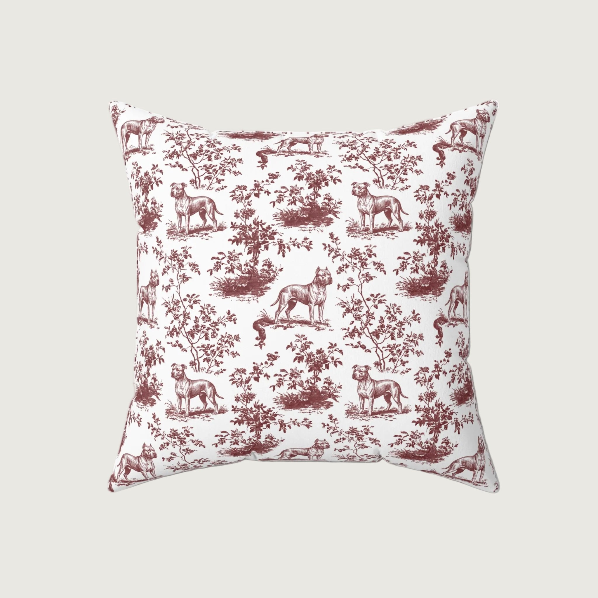 Dog Burgundy French Toile Pillow