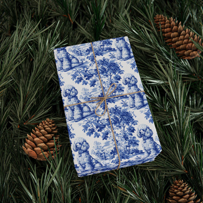 Poodle French Toile De Jouy Wrapping Paper