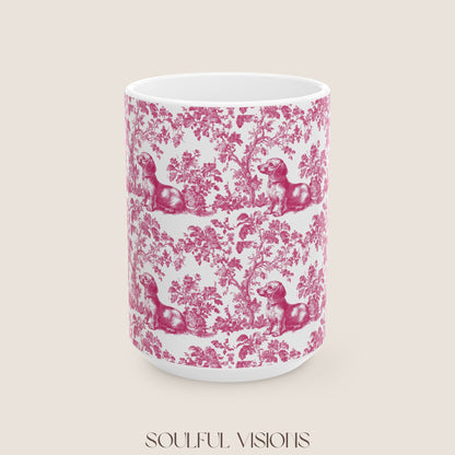 Dachshund French Pink Toile de Jouy Mug