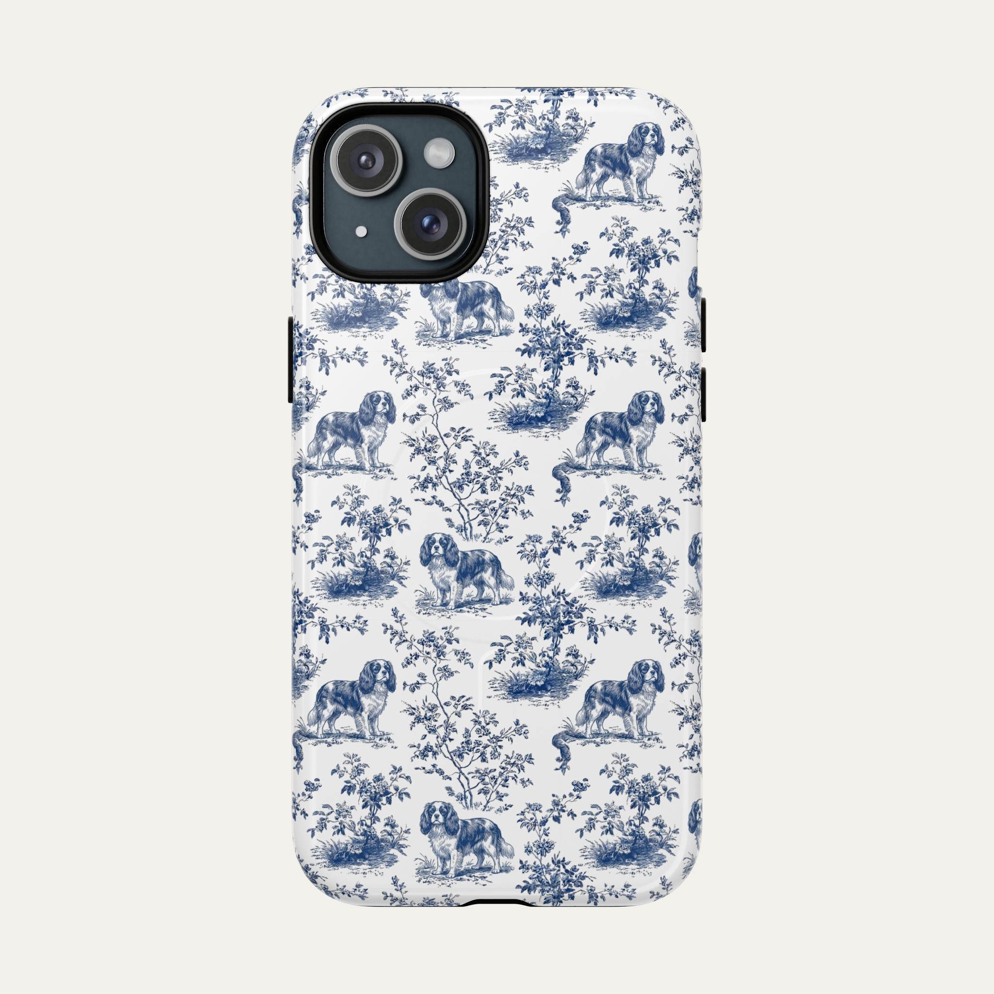 Cavalier Spaniel Blue Toile Phone case