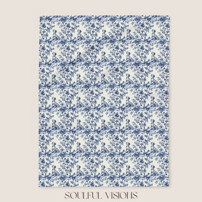Dalmatian French Toile De Jouy Blanket
