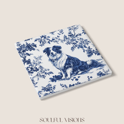 Australian Shepherd Ceramic Coaster French Toile