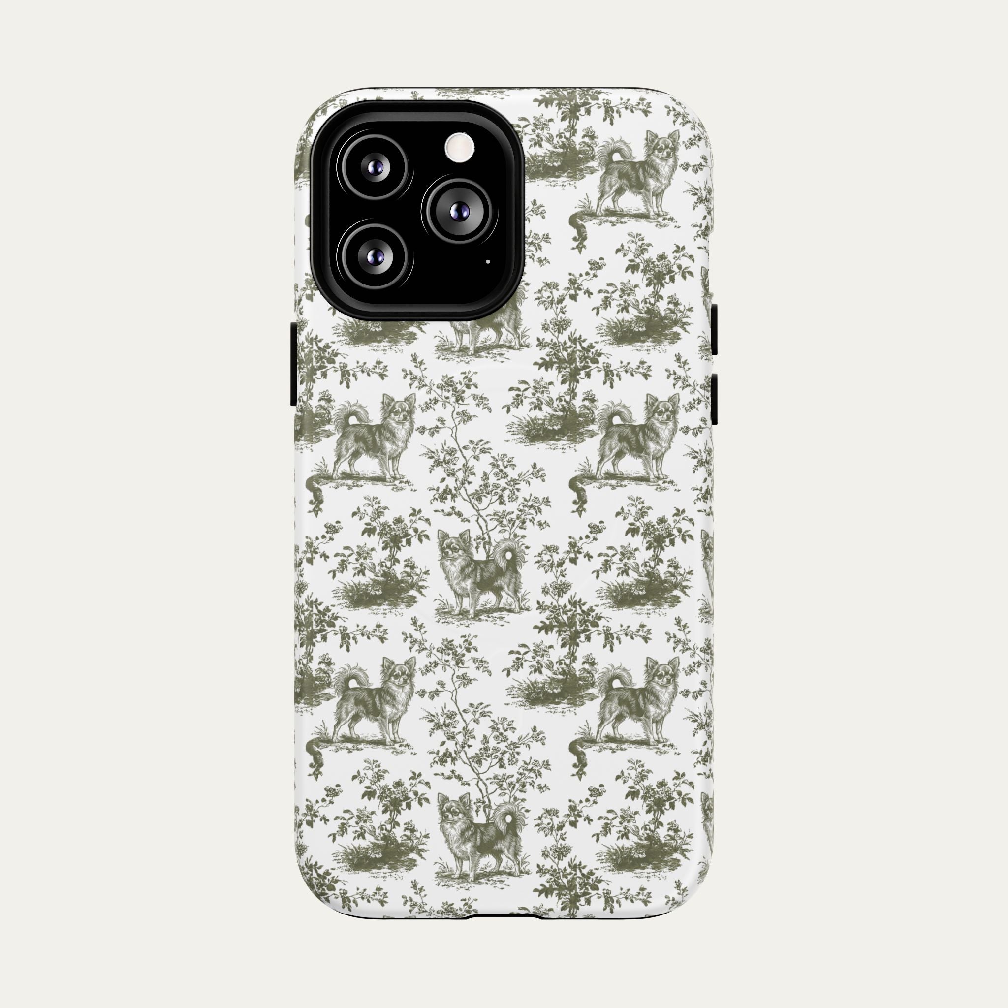 Chihuahua Longhaired Sage Green Toile phone Case