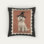 Poodle Cream Halloween Woven Pillow