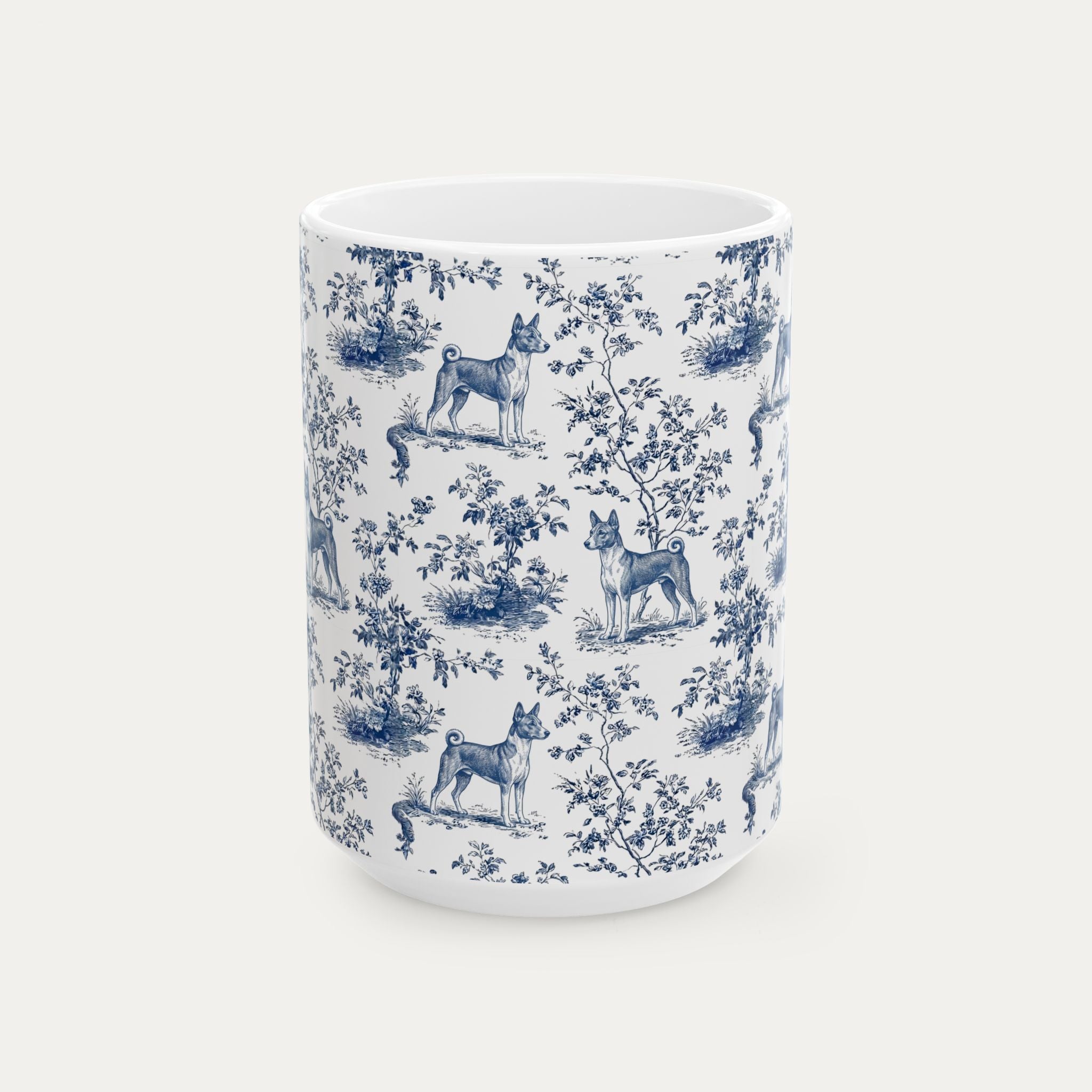 Basenji Blue Toile Mug