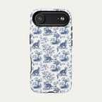 Tabby Cat Blue Toile Phone case