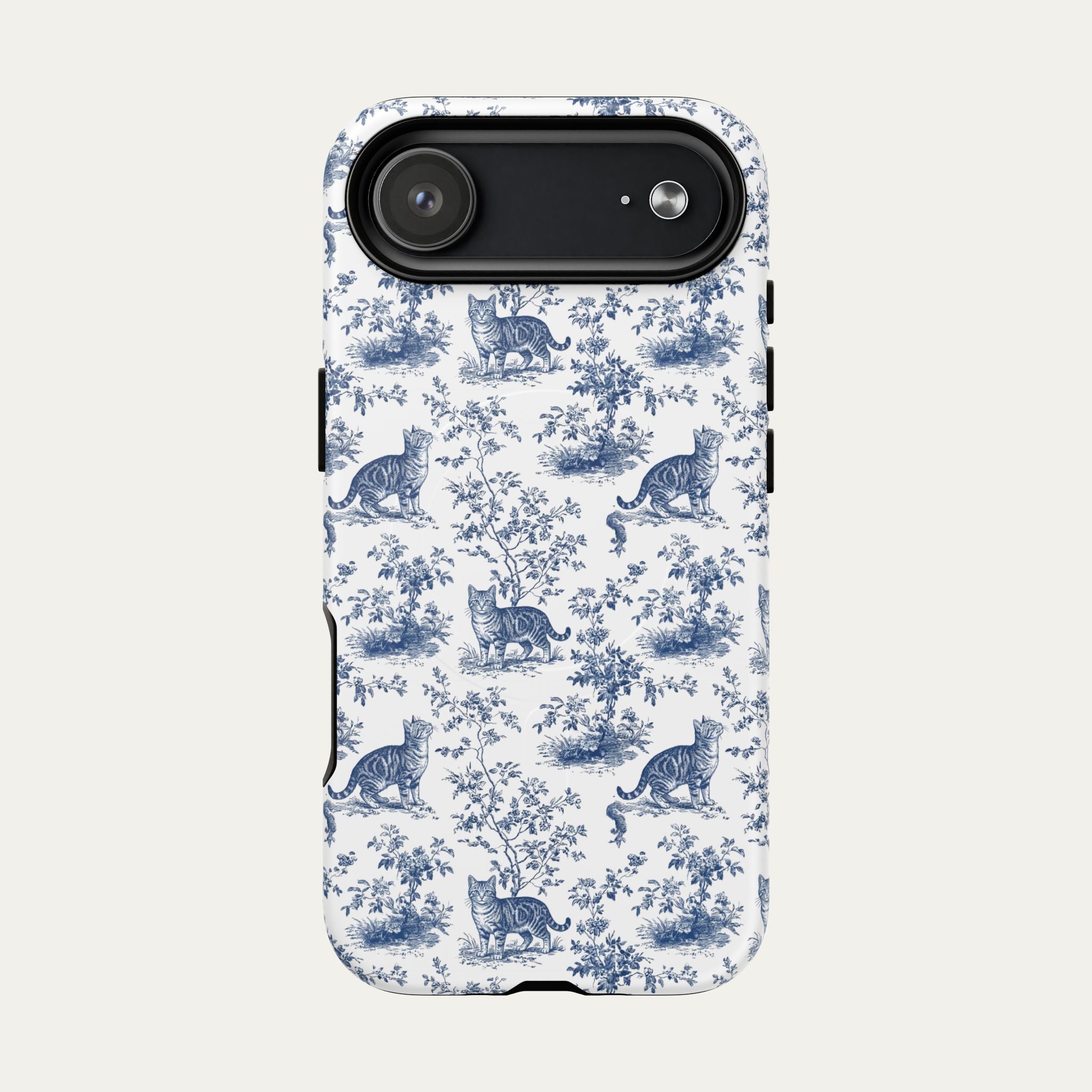 Tabby Cat Blue Toile Phone case