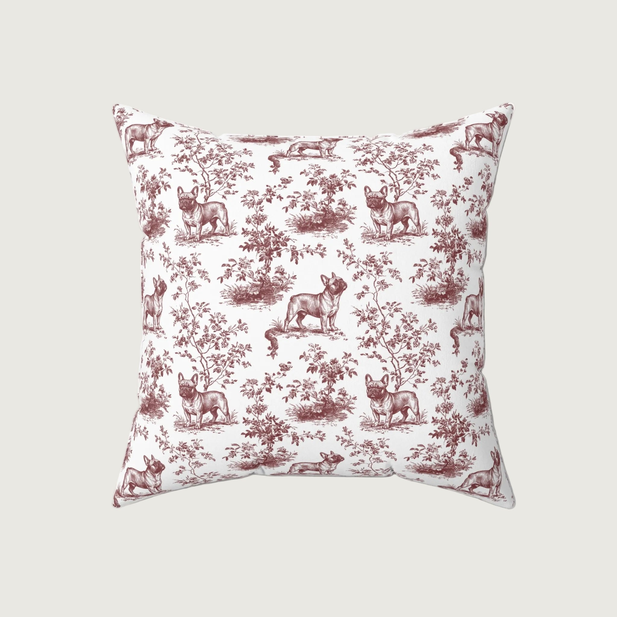 Dog Burgundy French Toile Pillow