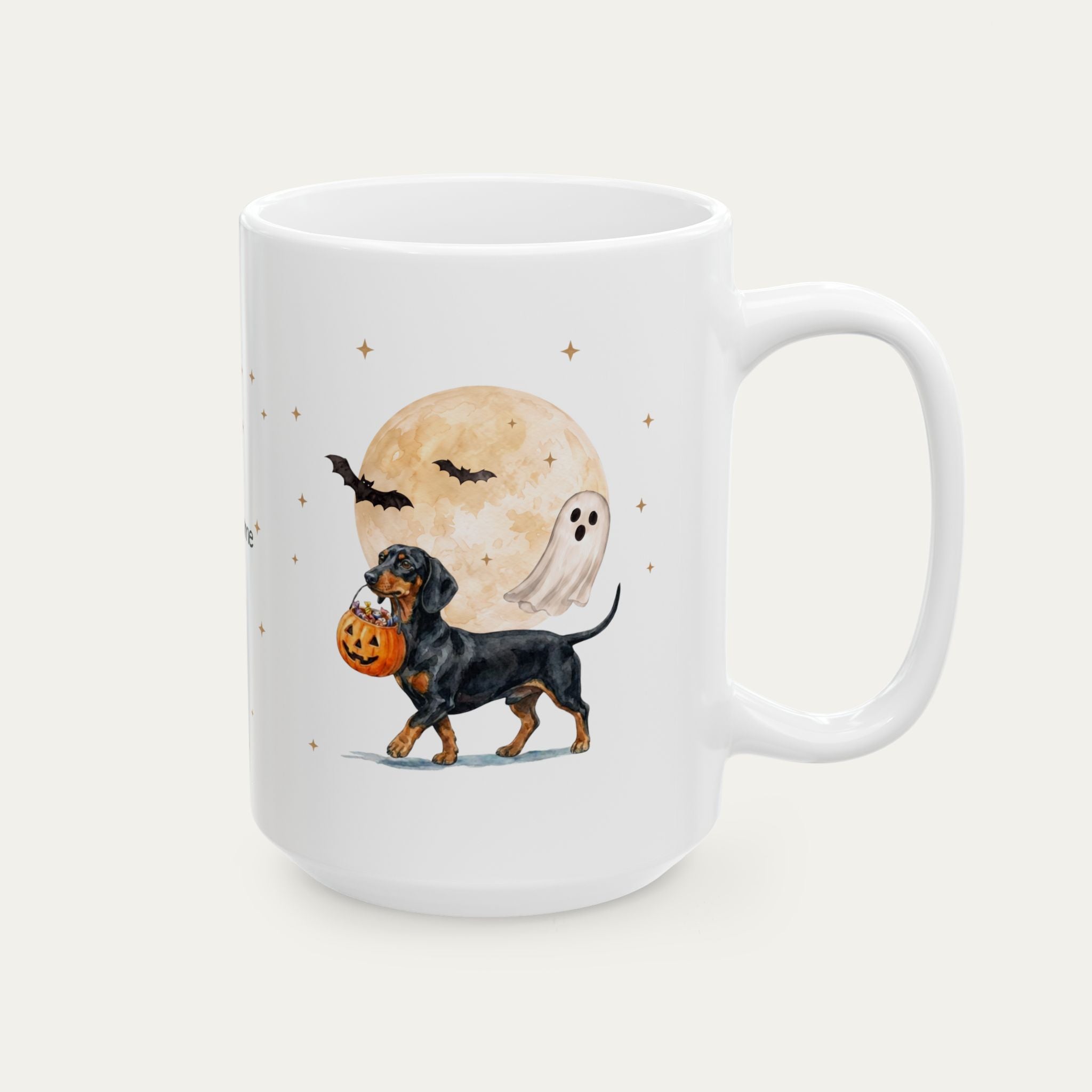 Custom Dachshund SH Black and Tan Halloween mug