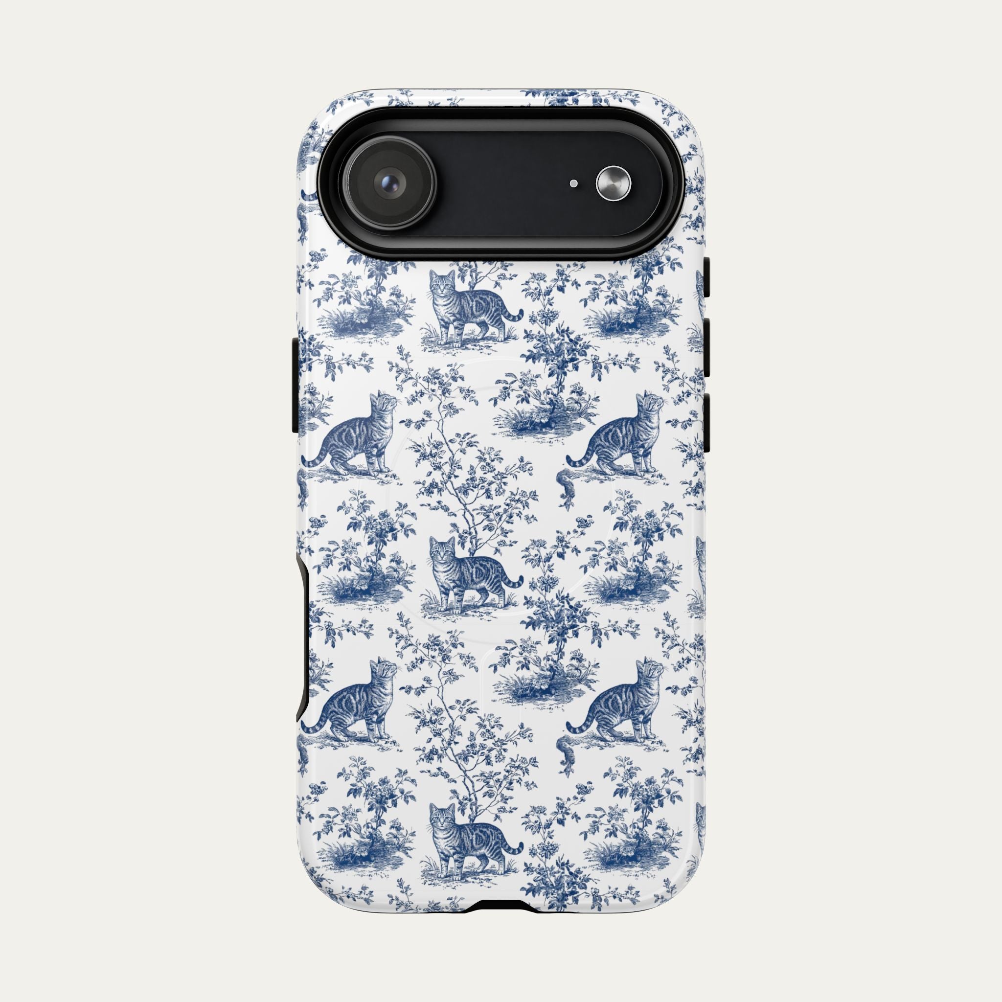 Tabby Cat Blue Toile Phone case