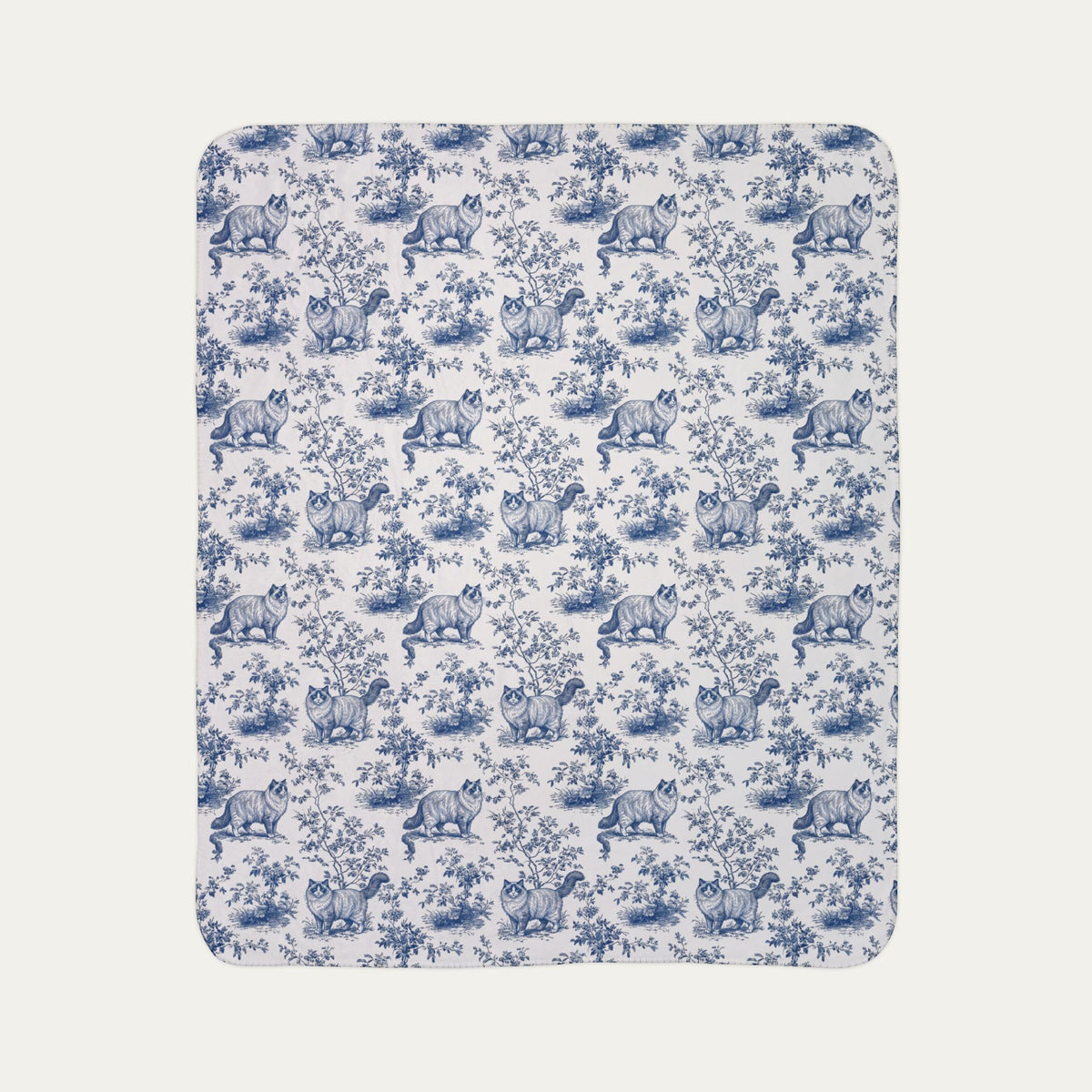Ragdoll Cat Toile De Jouy Fleece Blanket