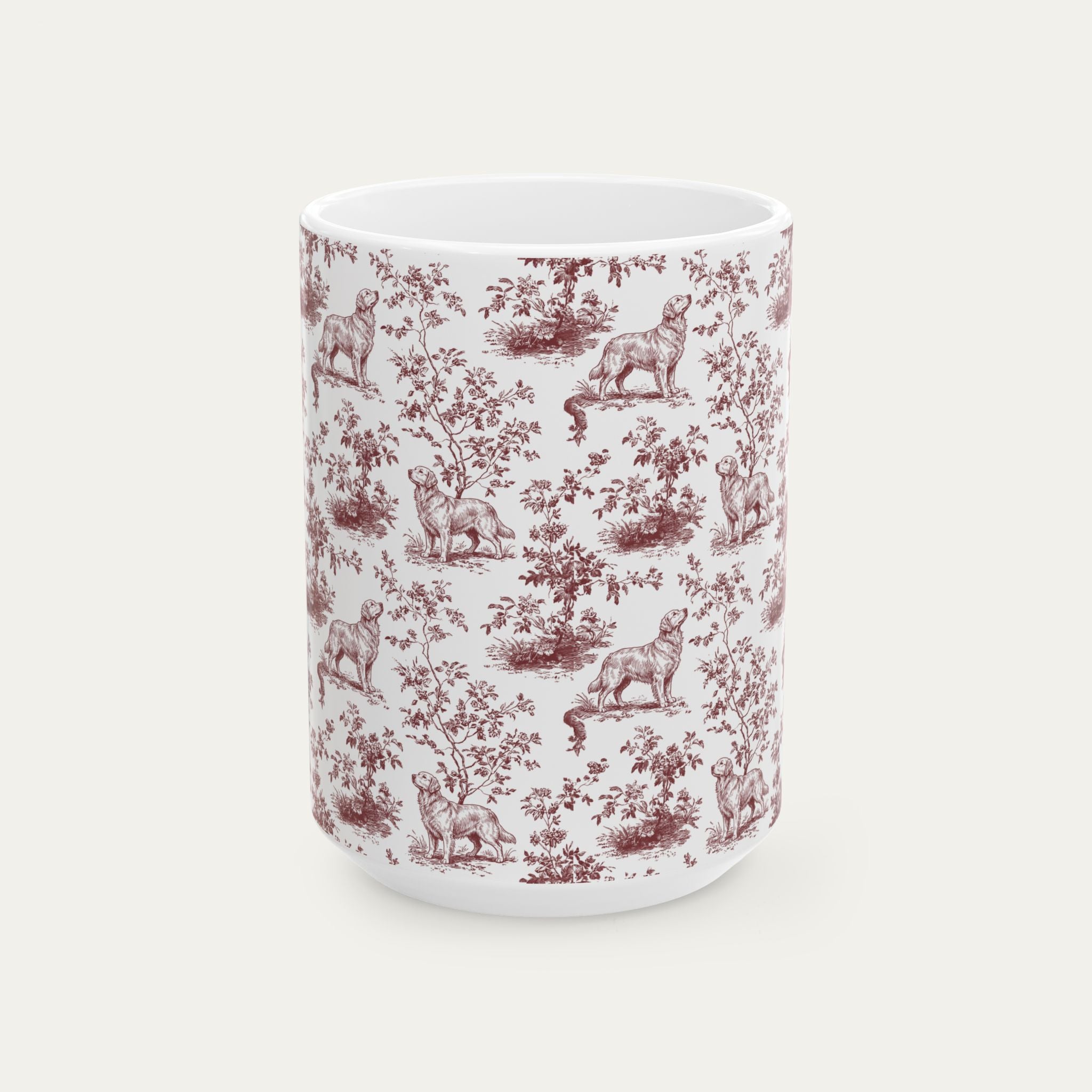 Golden Retriever Burgundy Toile Mug