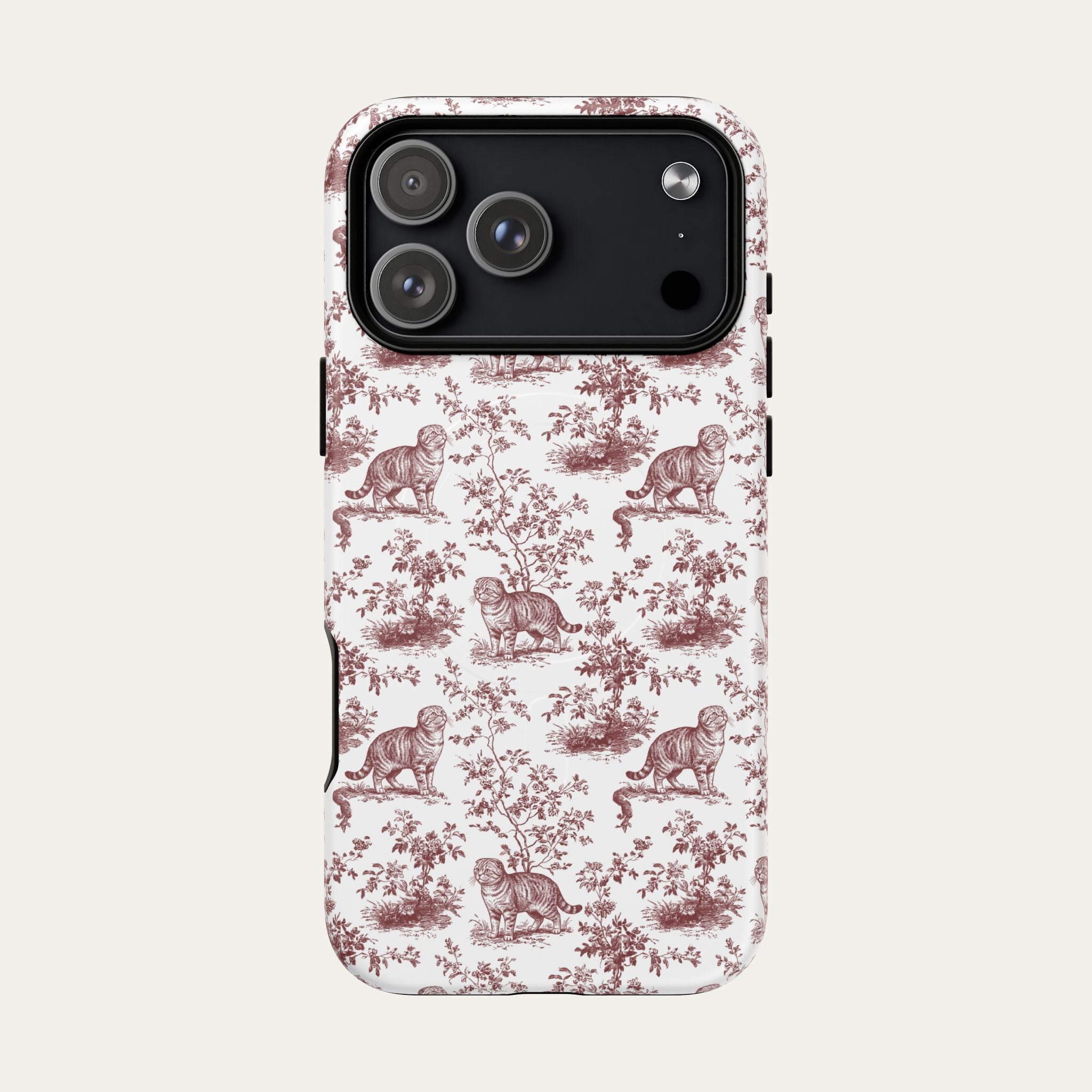 Scottish Fold Cat Burgundy Toile phone Case