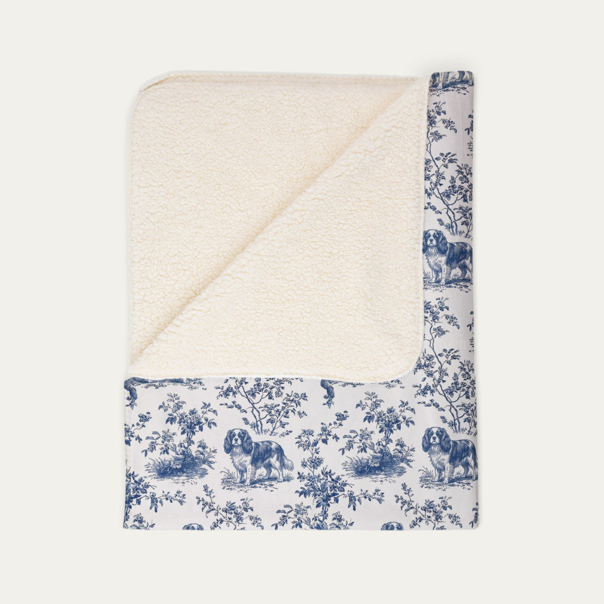 Cavalier Spaniel Toile De Jouy Fleece Blanket