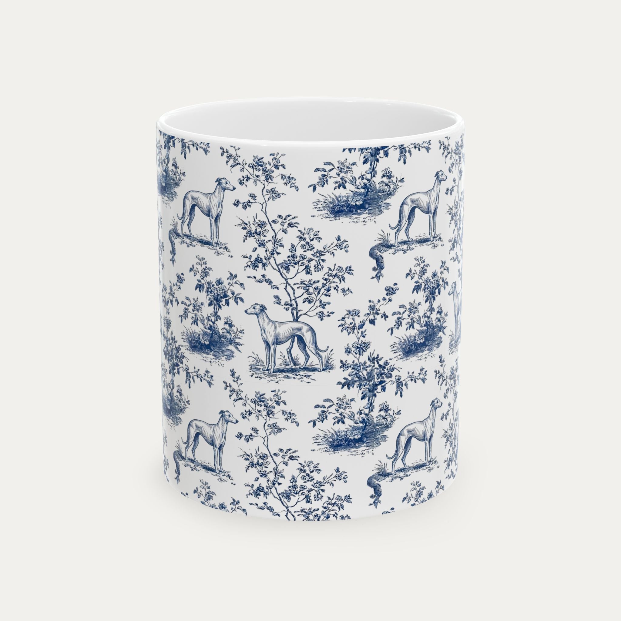Whippet Blue Toile Mug