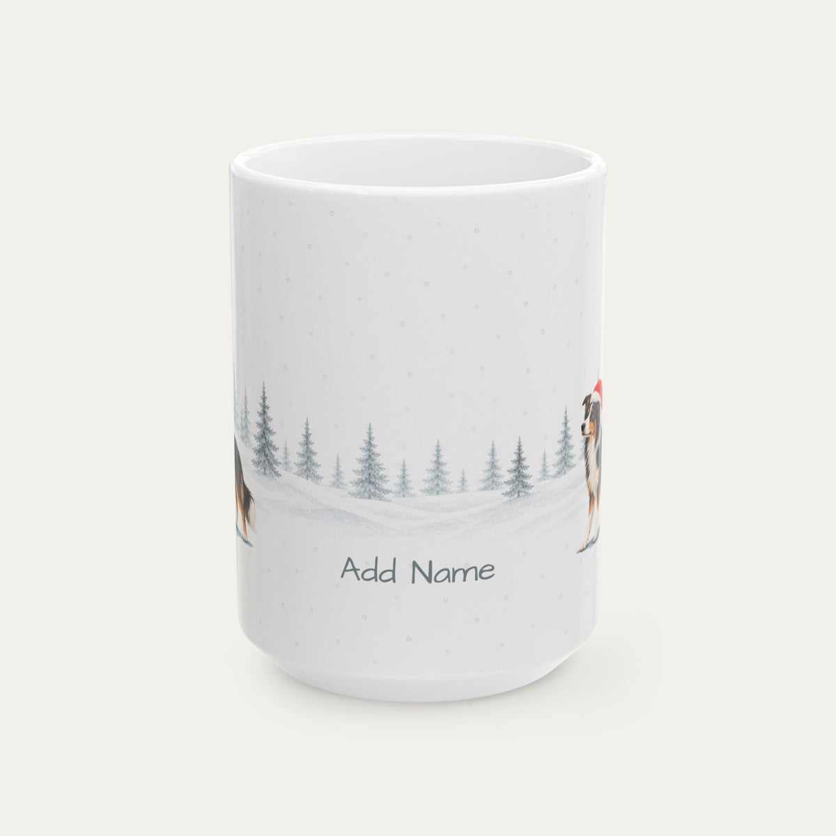 Custom Border Collie Tri Color  Christmas Santa Hat Mug