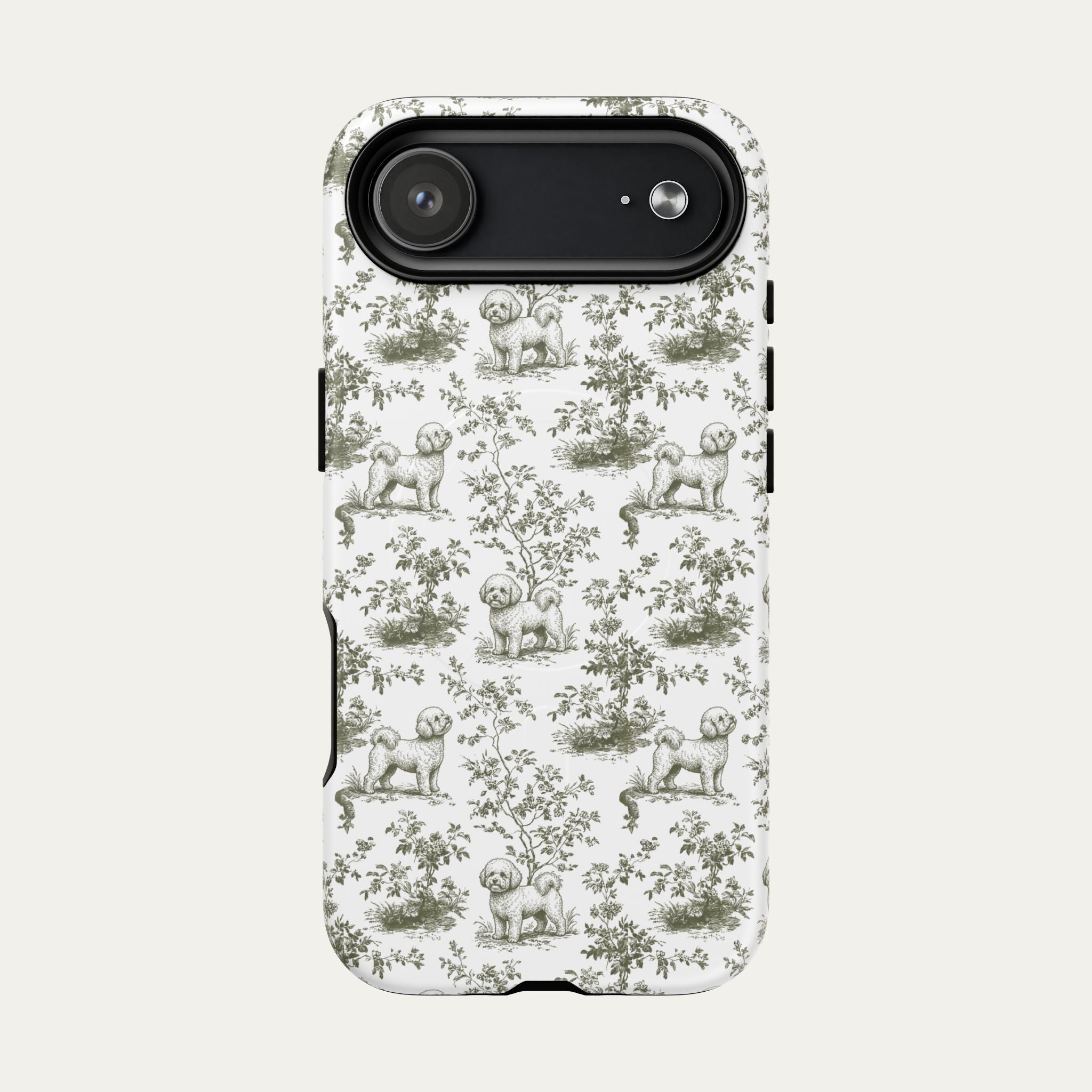 Bichon Frise Sage Green Toile phone Case