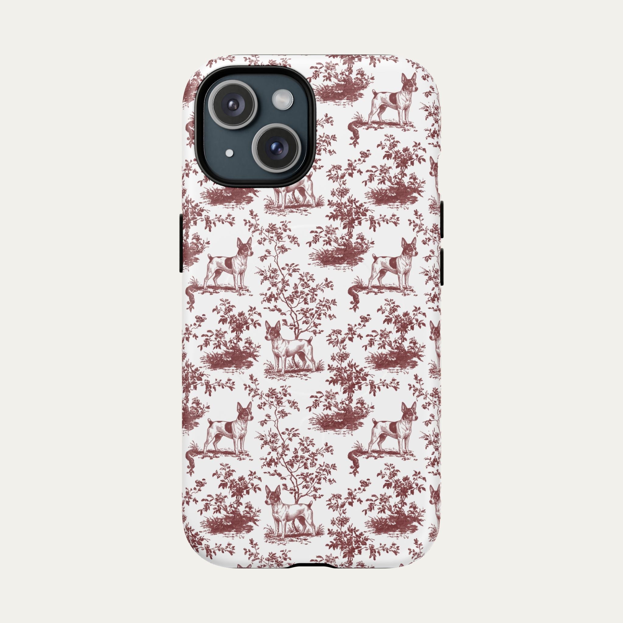 Toy Fox Terrier Burgundy Toile phone Case