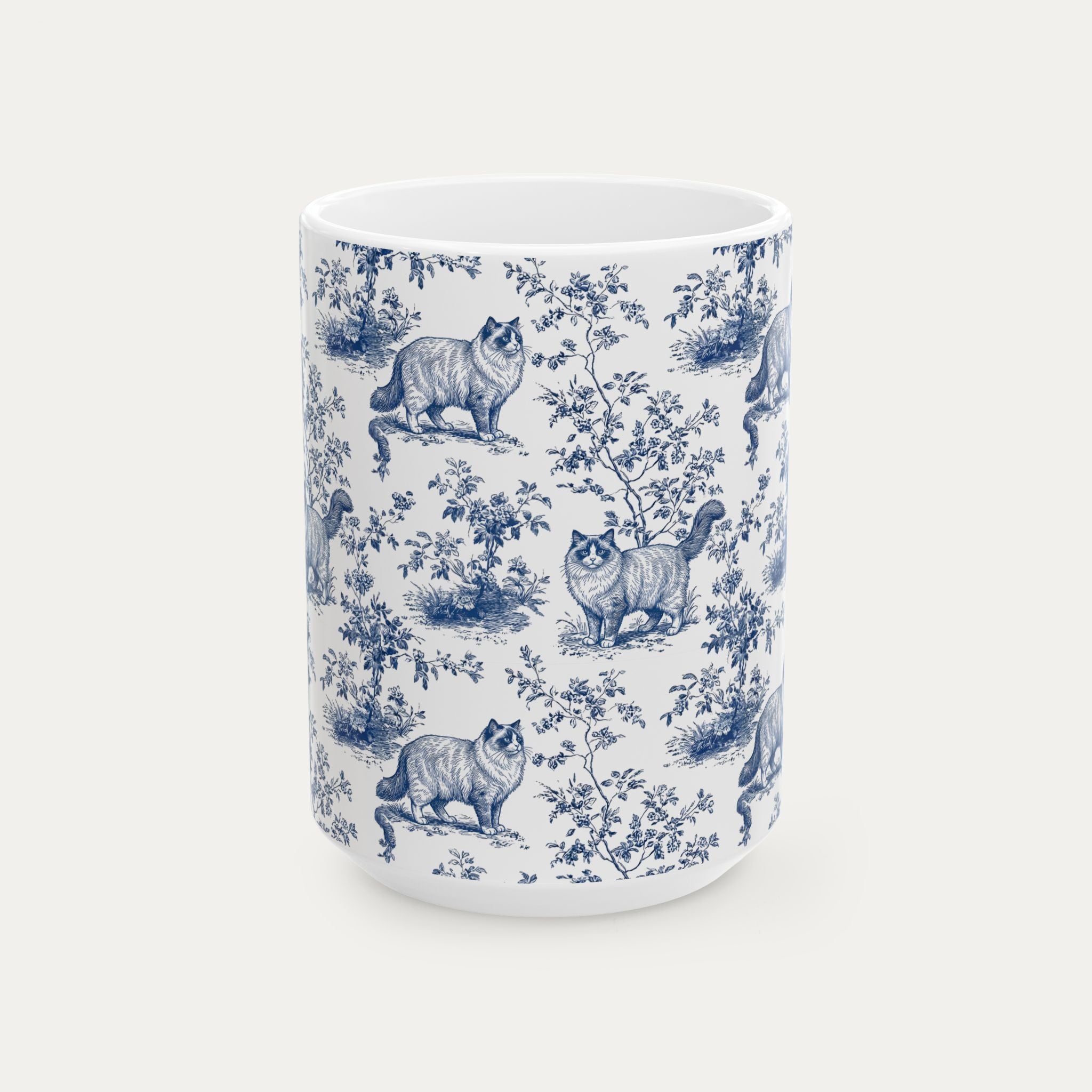 Ragdoll Cat Blue Toile Mug