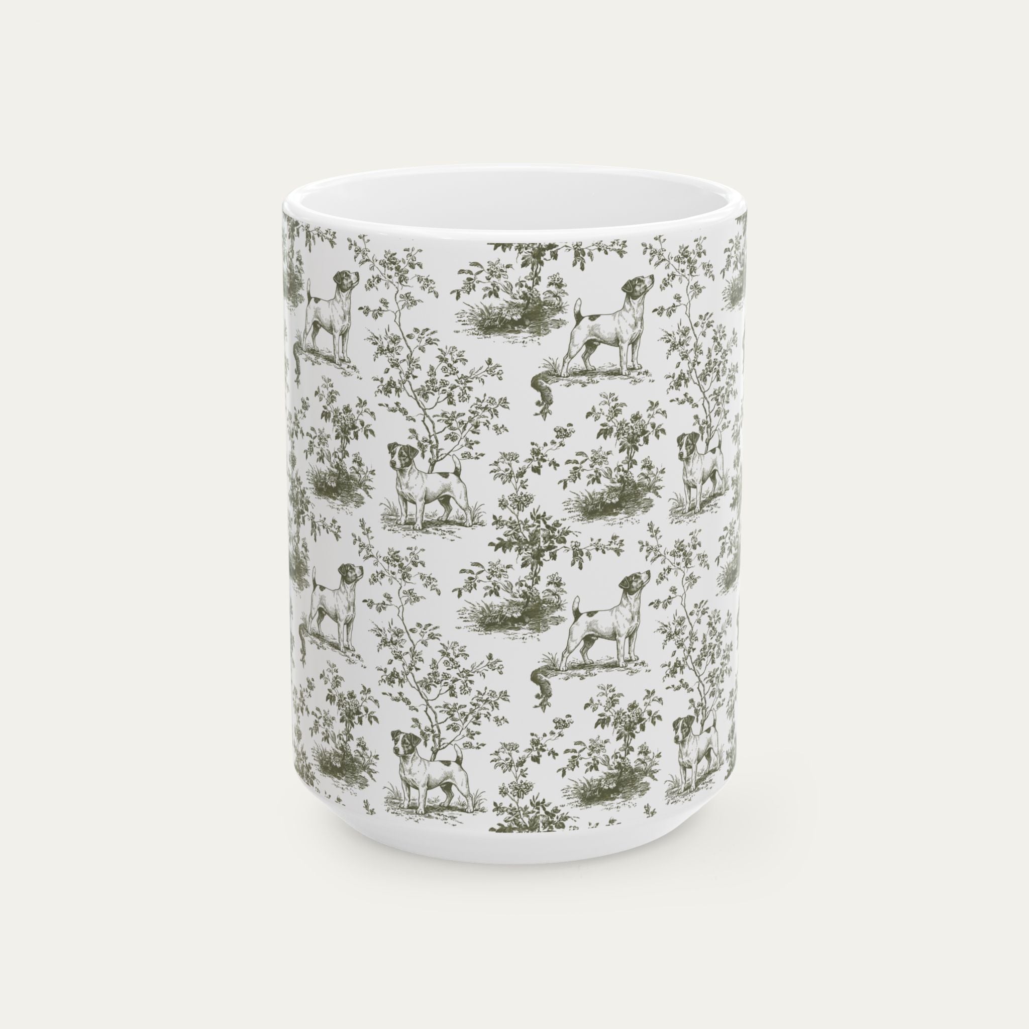 Jack Russell Terrier Sage Green Toile Mug