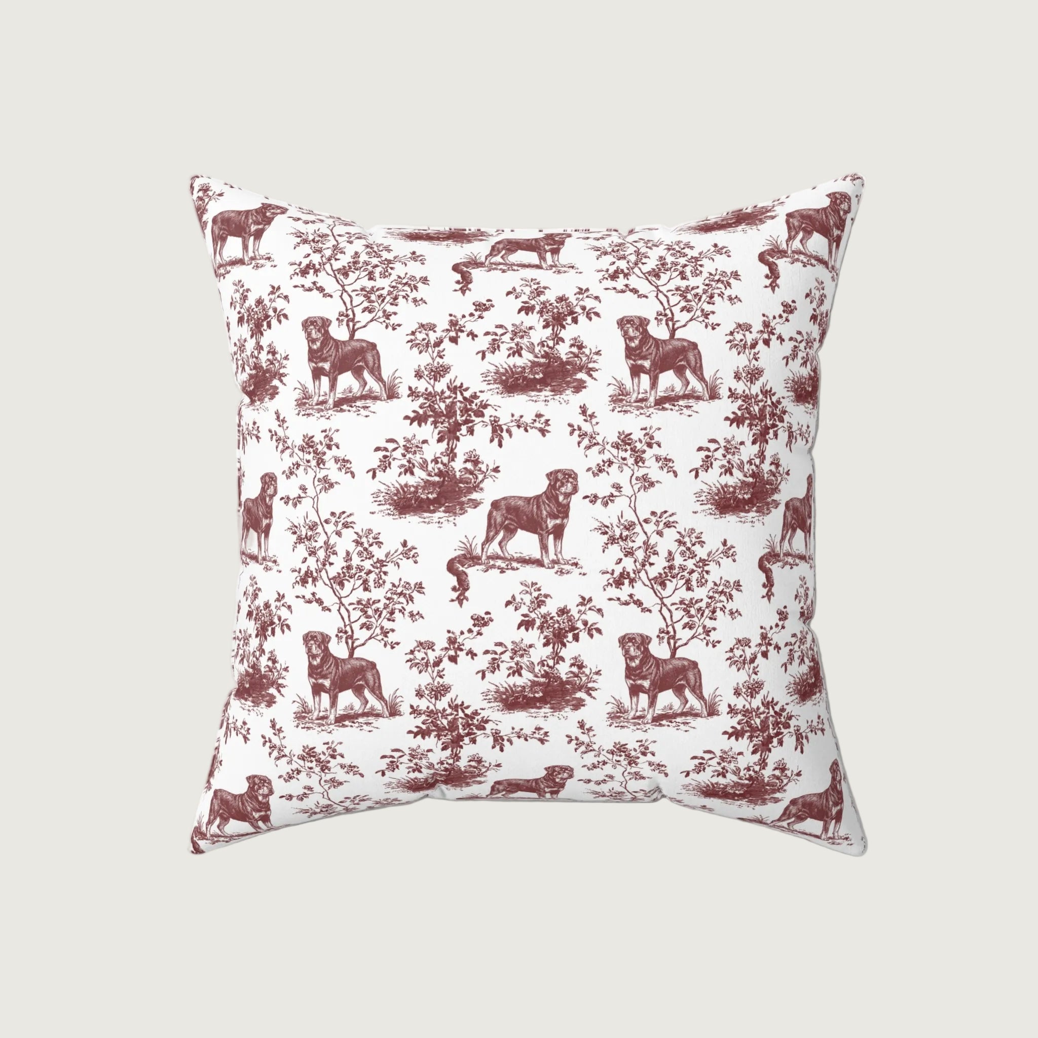 Dog Burgundy French Toile Pillow