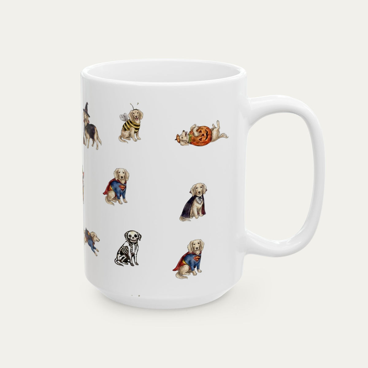 Dachshund LH Cream Halloween mug