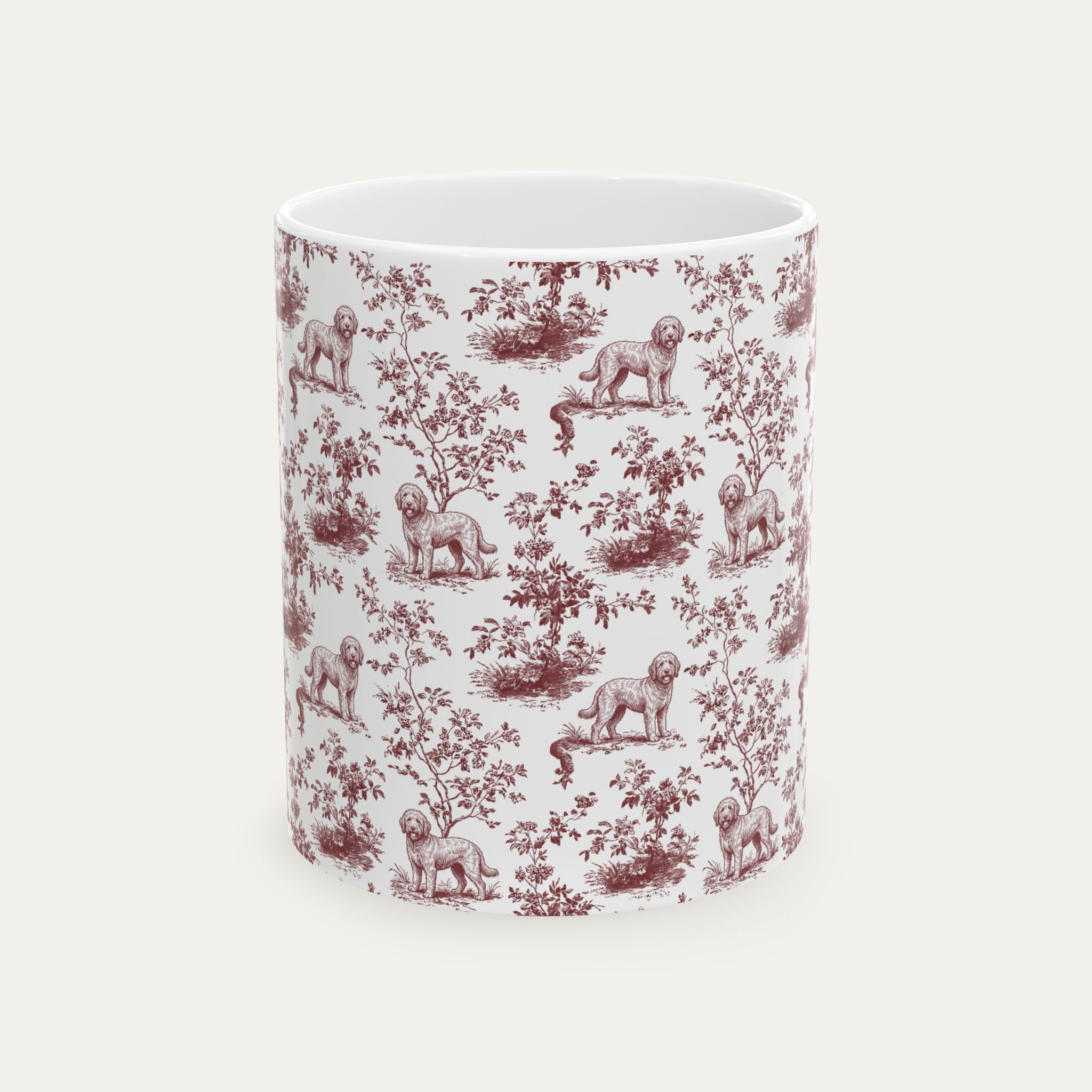 Goldendoodle Burgundy Toile Mug