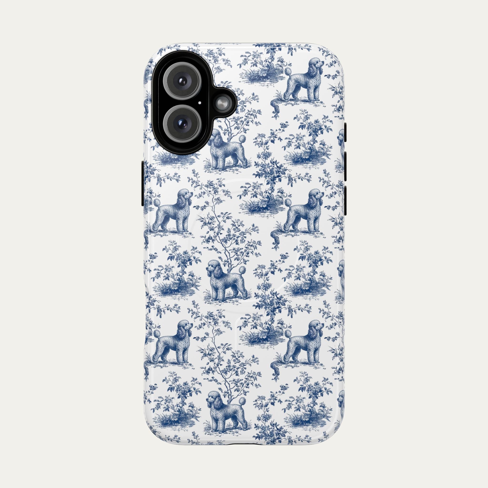 Poodle Blue Toile Phone case