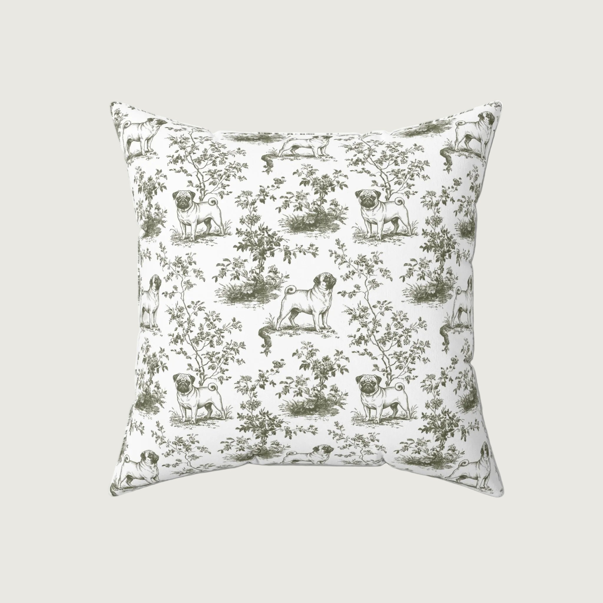 Dog Sage Green French Toile Pillow