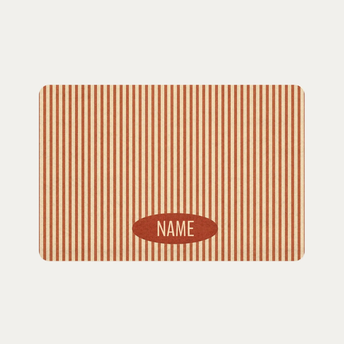 Custom Terracotta Stripe Pet Feeding Mat