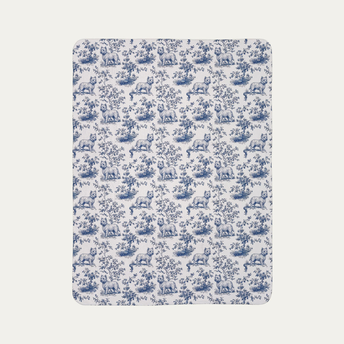 Westie Toile De Jouy Fleece Blanket
