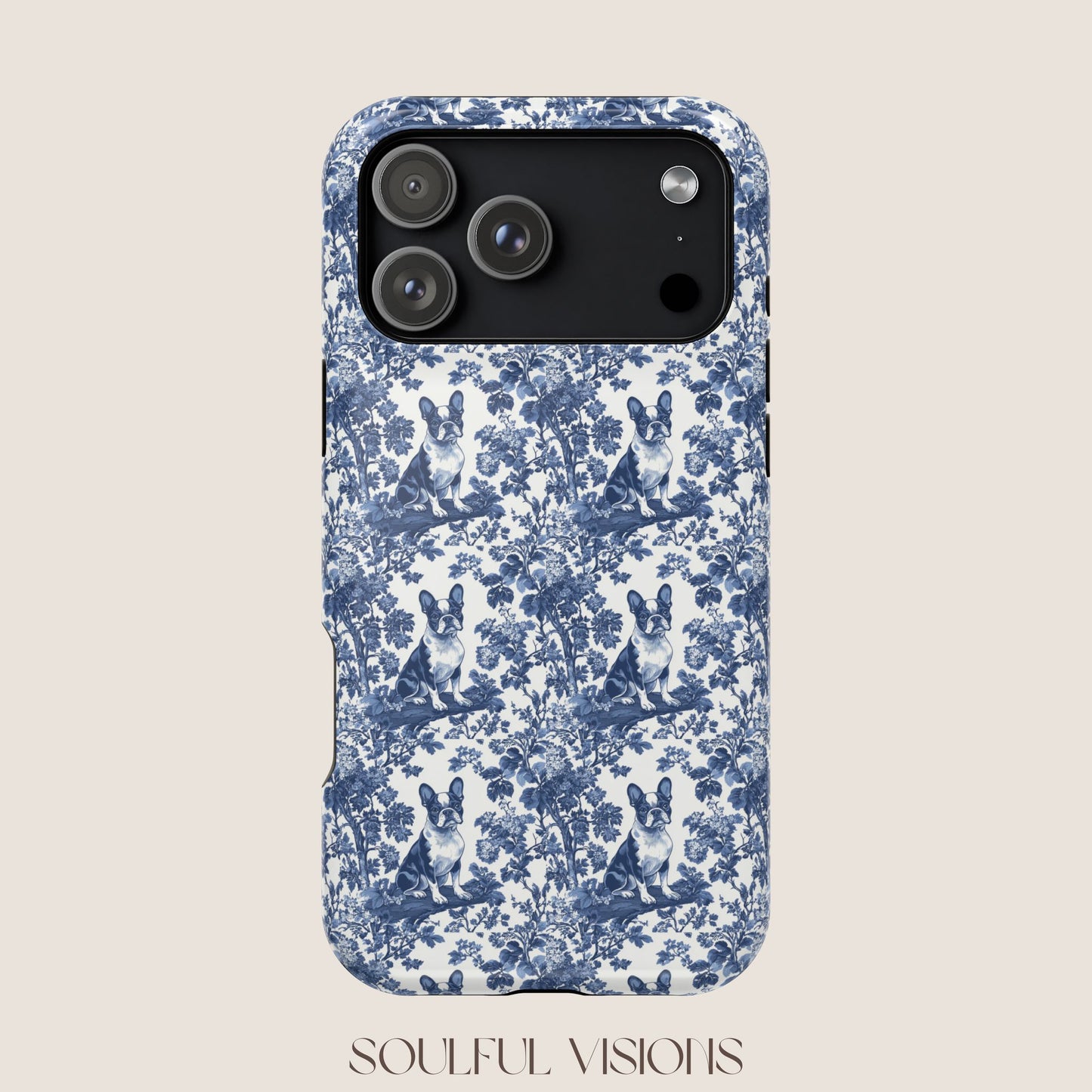 Boston Terrier Toile De Jouy Magnetic Phone Case