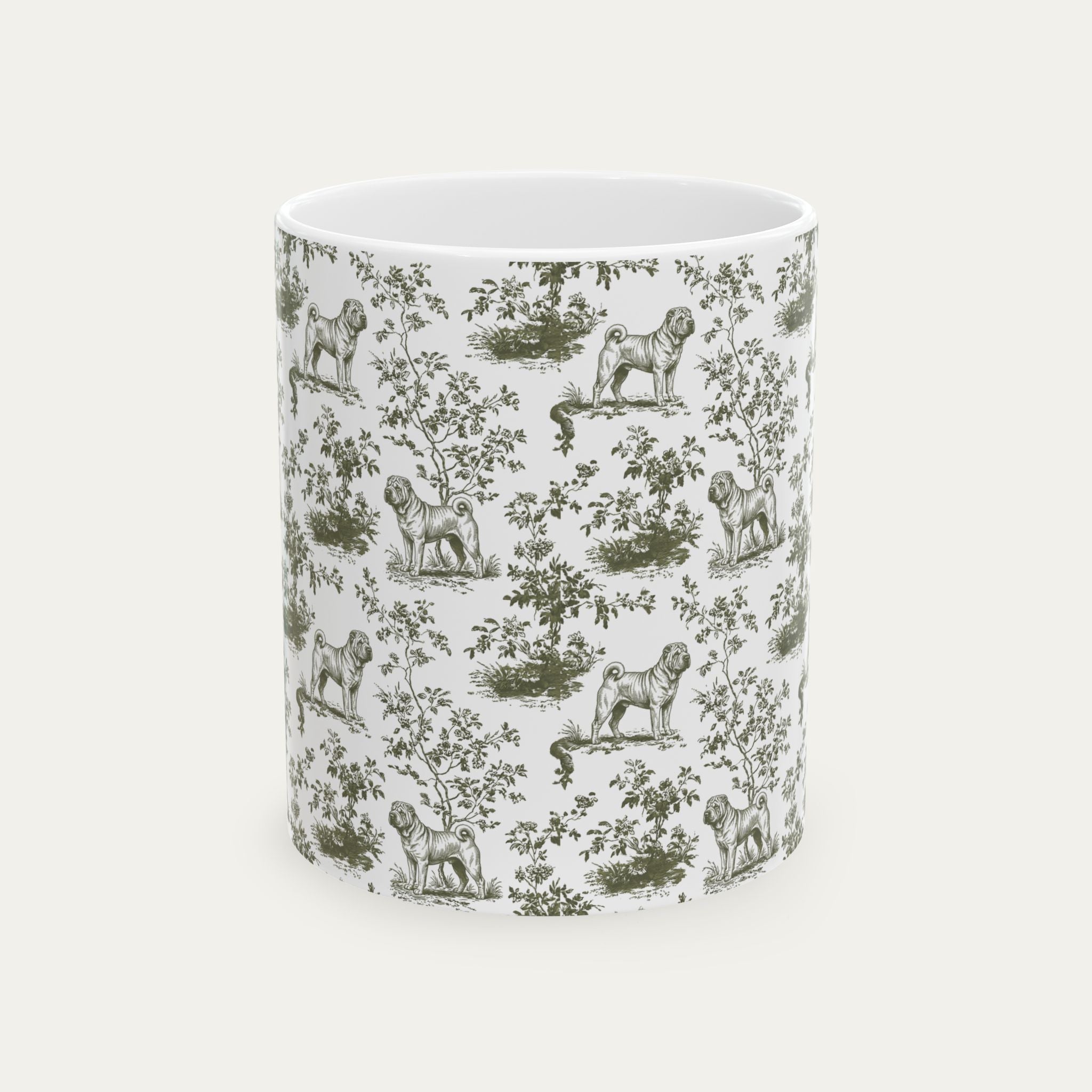 Shar Pei Sage Green Toile Mug