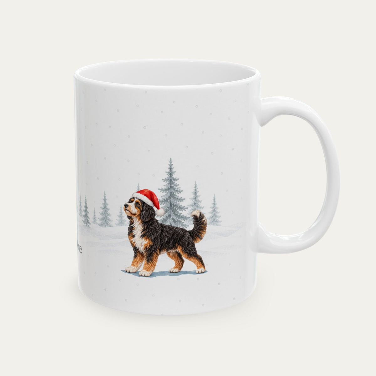 Custom Bernedoodle Tri Color Christmas Hat Santa Hat Mug