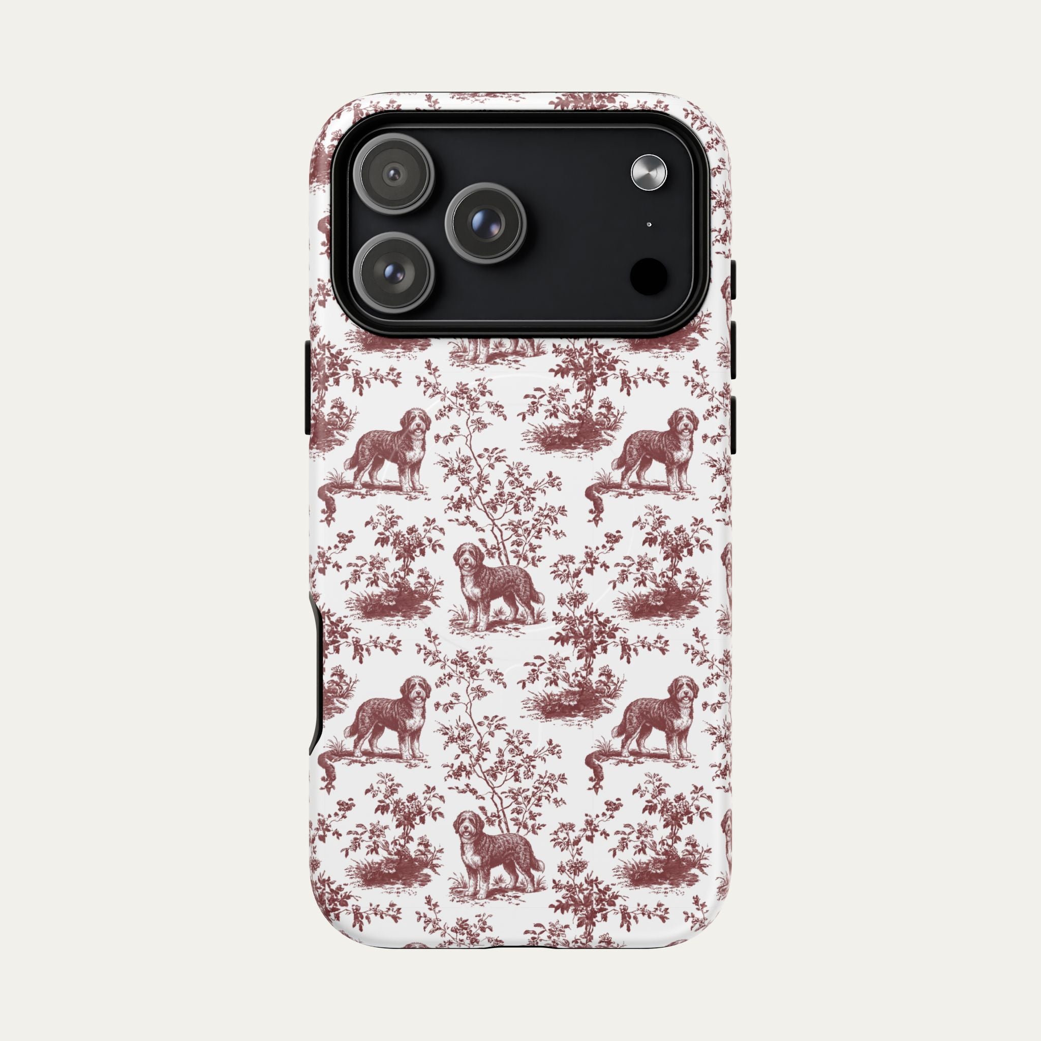 Bernedoodle Burgundy Toile phone Case