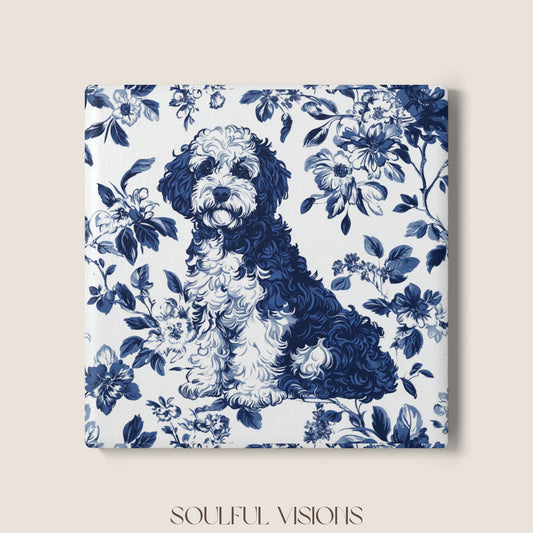 Bernedoodle Ceramic Coaster French Toile