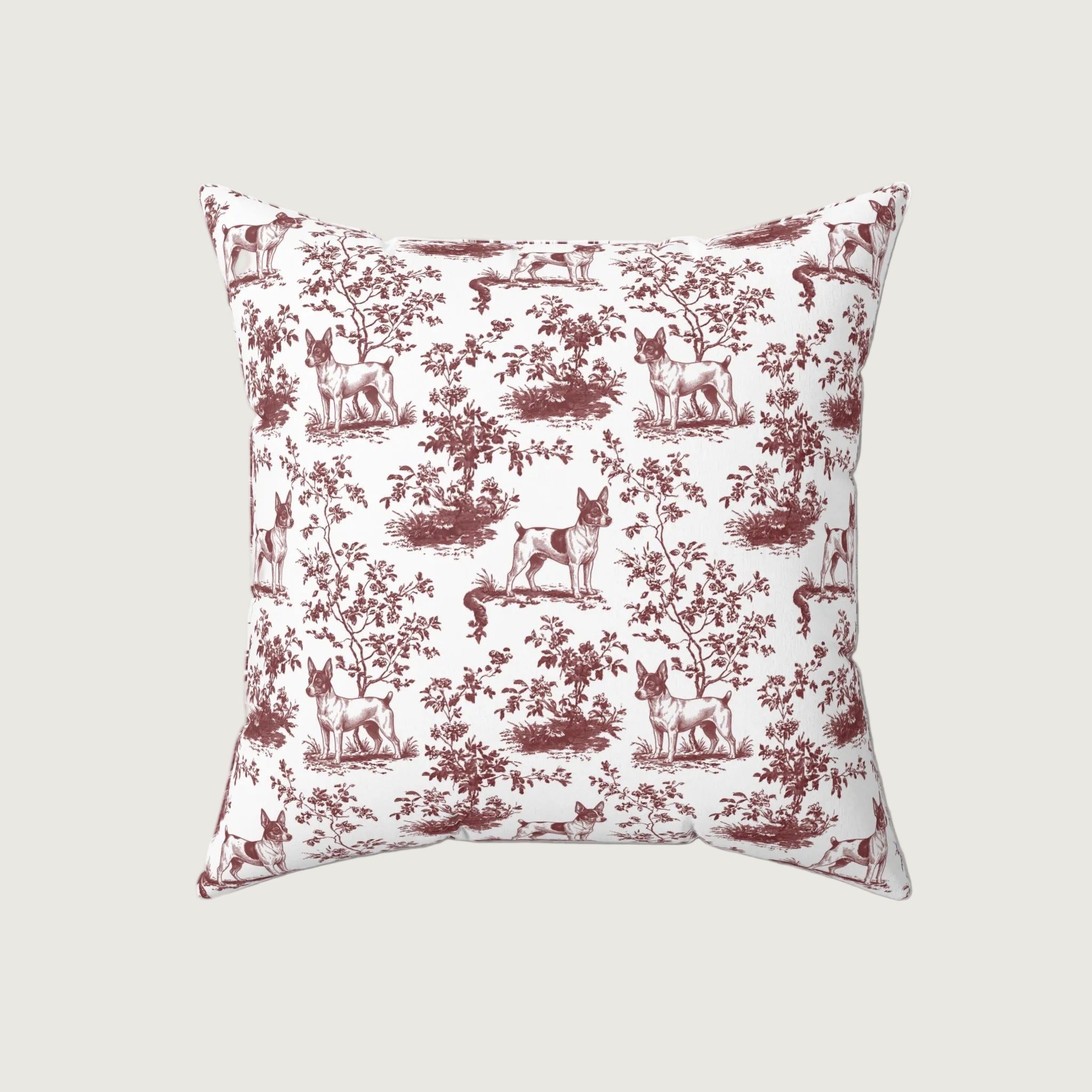 Dog Burgundy French Toile Pillow