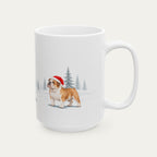 Custom English Bulldog Fawn and White  Christmas Santa Hat Mug