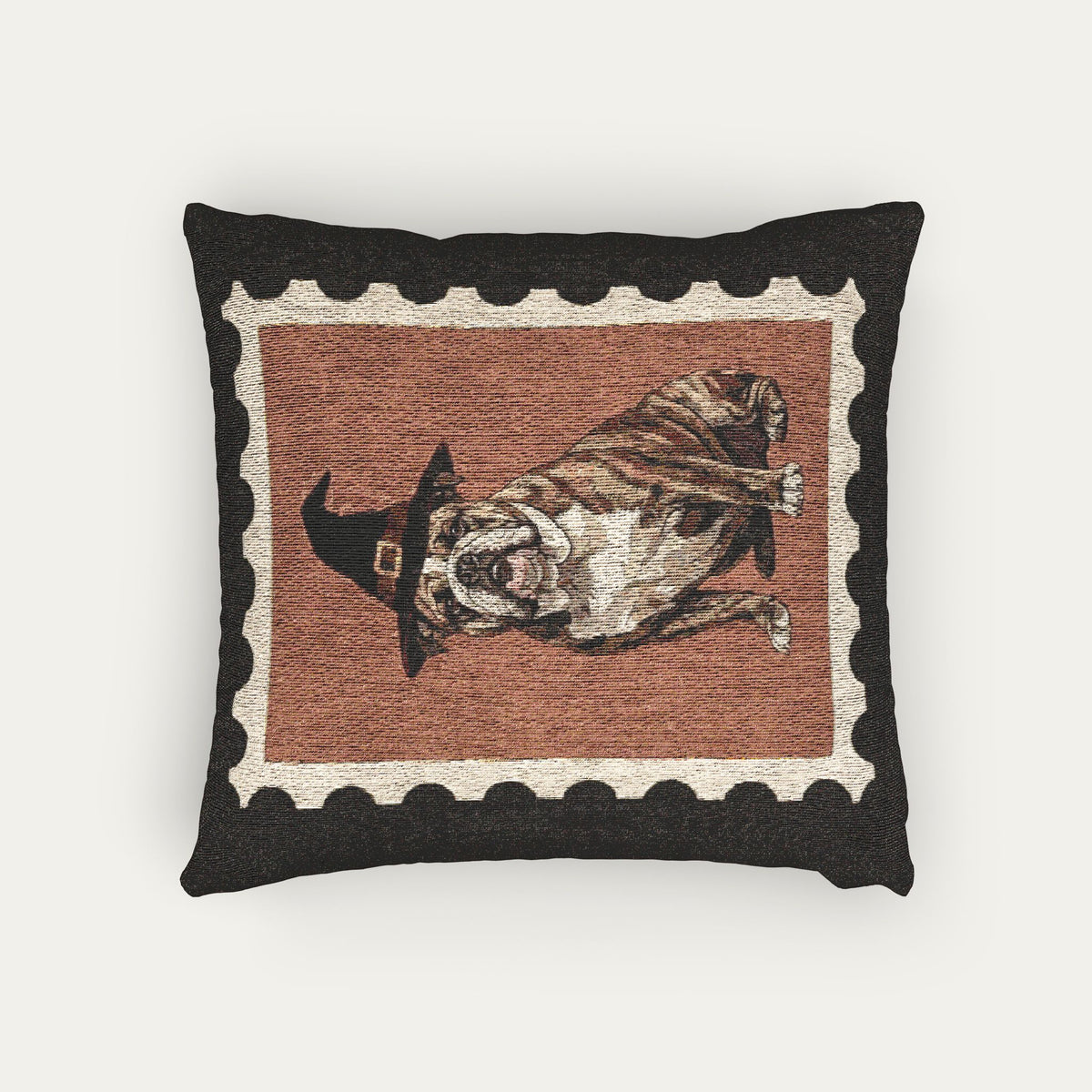 Bulldog Brindle Halloween Woven Pillow