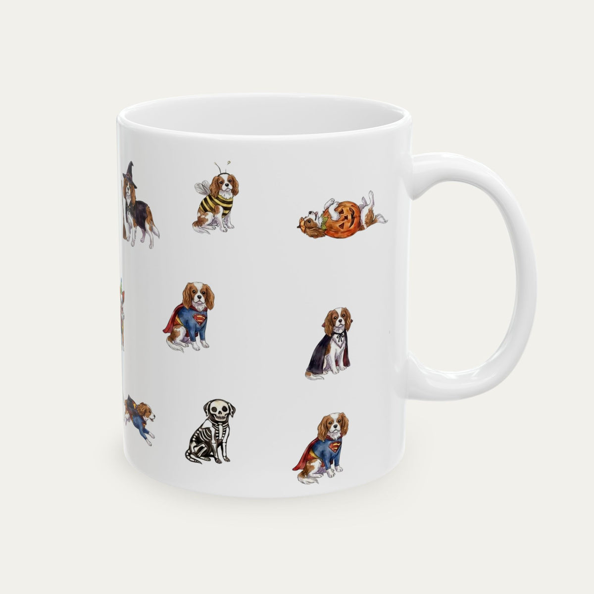 Cavalier Spaniel Brown and White Halloween mug