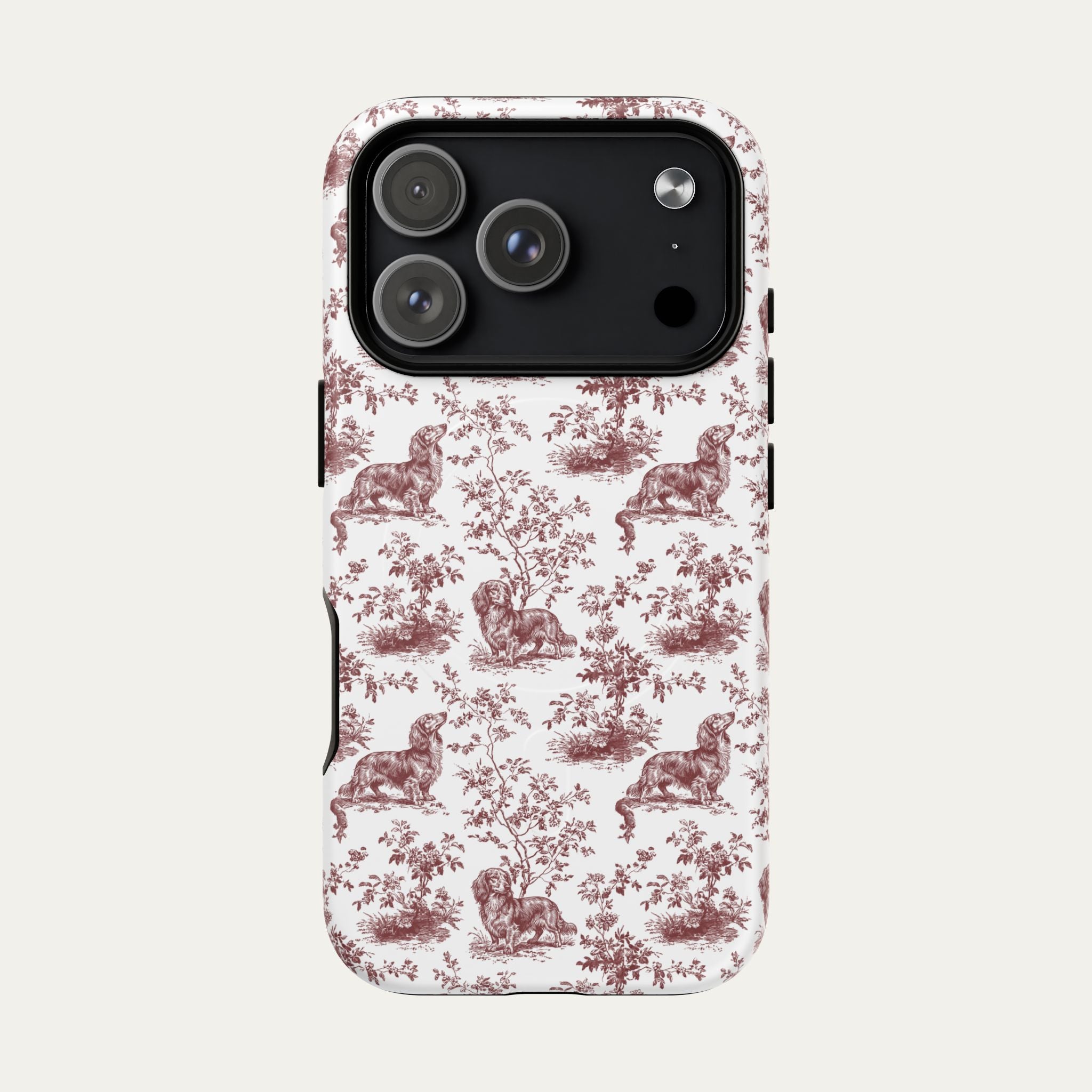 Dachshund Longhaired Burgundy Toile phone Case