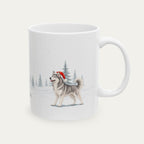 Custom Siberian Husky Gray and White Christmas Santa Hat Mug