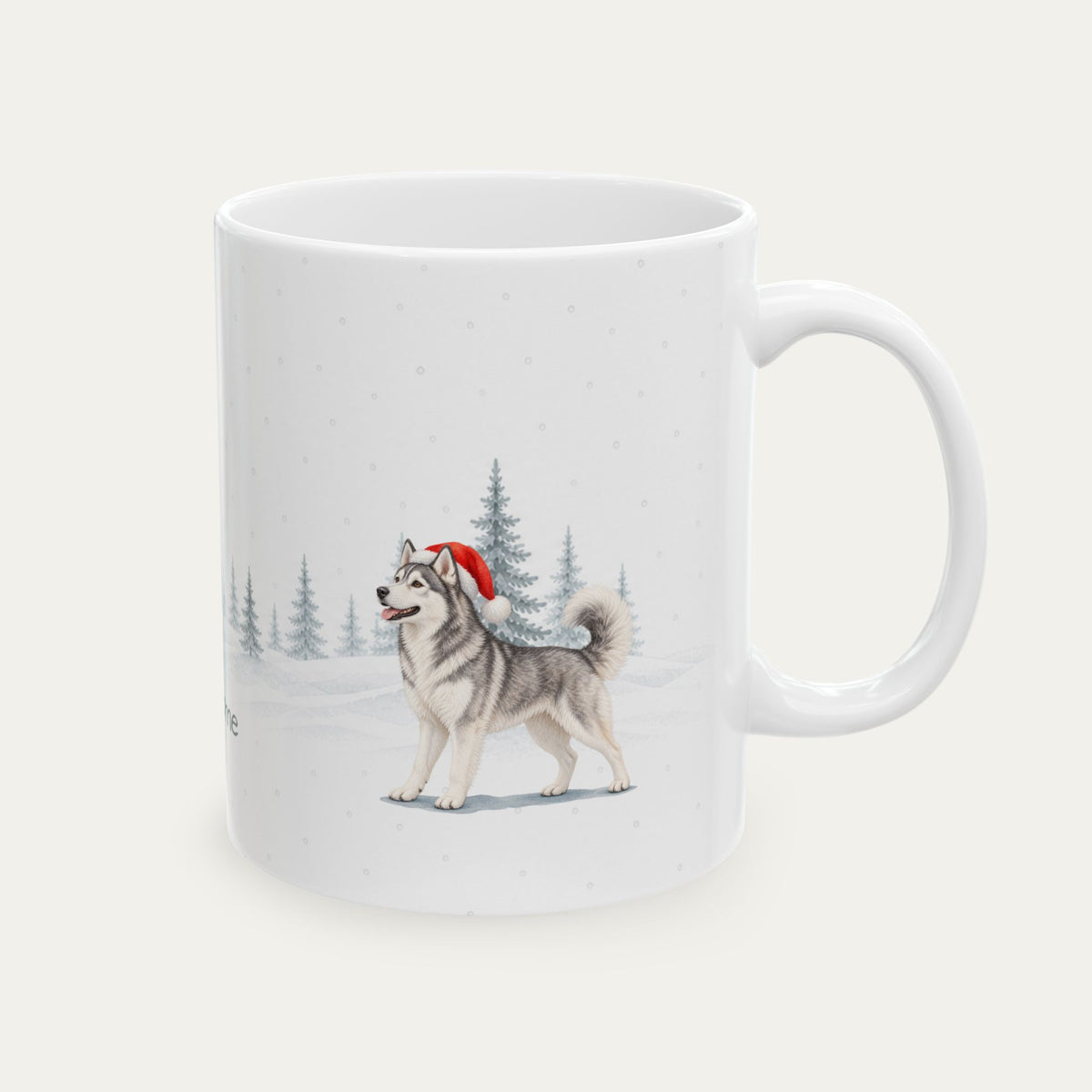 Custom Siberian Husky Gray and White Christmas Santa Hat Mug