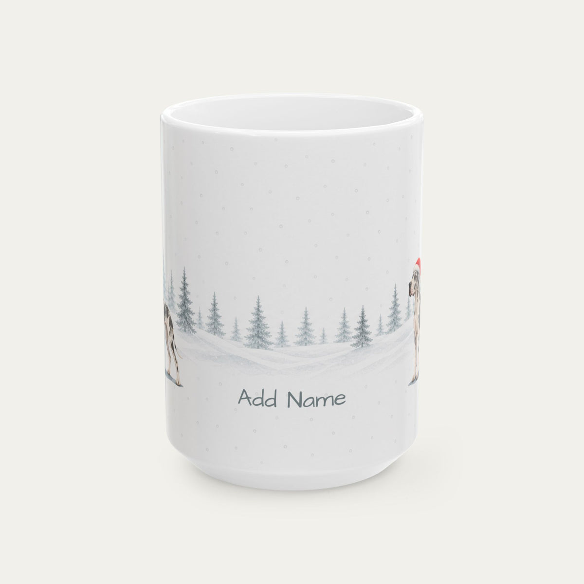 Custom Great Dane Harlequin  Christmas Santa Hat Mug