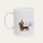 Custom Dachshund Black and Tan Dapple  Christmas Santa Hat Mug