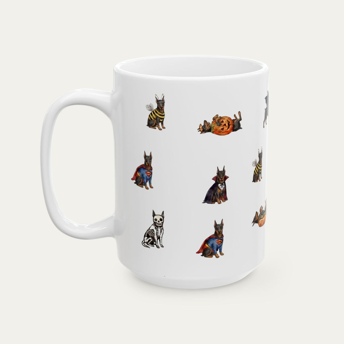 Doberman Black and tan Halloween mug